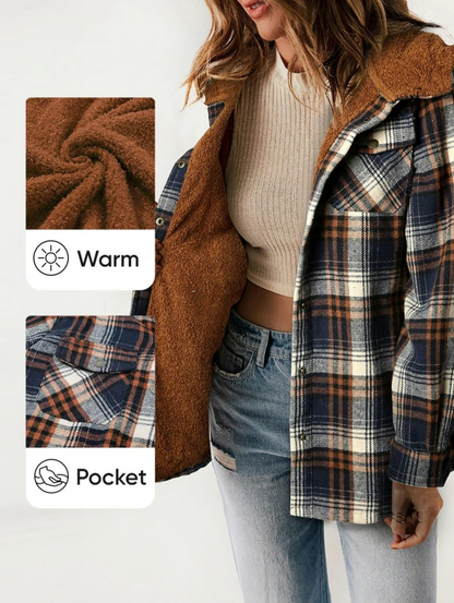 Women's Plaid Fleece Lined Jacket